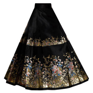New Chinese Style Half Skirt Hanfu Floral Weave Imitation Makeup Golden Horse Face Skirt Daily Wear 2026 New National Style High-End Black