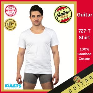 Guitar Apparel Premium Plain Cotton White Round Neck TShirt for Men Adult