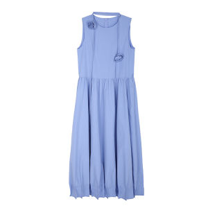 LBAORAW Simple Rose Decorated Skirt Dress Elegant Minimalist Dress Two Ways to Wear Gathered Hemline Womens Fashion Dress