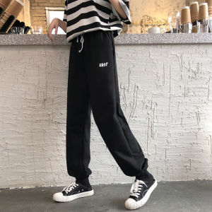 Pure Color Wide Leg Casual Pants Womens Spring Summer Korean Version Ins Trendy Simple Design Loose Casual Sports Pants