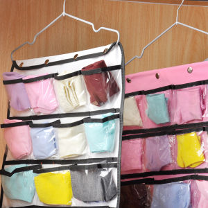 Double-Sided Hanging Storage Bag for Underwear Socks Clothes Wardrobe Dormitory Closet Organizer Oxford Cloth Nordic Style Fresh Style