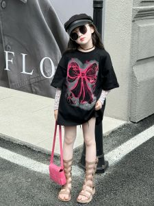 เสื้อยืดแขนสั้นผู้หญิงฤดูร้อน แฟชั่น เสื้อผ้าเด็ก เสื้อผ้าเด็กผู้หญิง ลำลอง แขนสั้น น้ำหนักเบา สไตล์เกาหลี เสื้อผ้าเด็ก