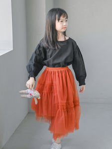 Original Princess Style Half-length Skirt for Girls Orange Color Spring Autumn Wearable Childrens Clothing by Ai Da Ba Ba
