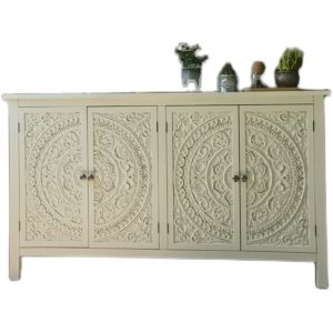 French Style Carved Woodside Cabinet Living Room Hallway Storage Cabinet American Entranceway Cabinet Luxury Rectangular Wooden