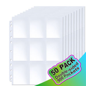 ซองใส่การ์ดสะสมแบบสองด้าน 900 ช่อง 50 ชิ้น 9 ช่องต่อแผ่น ใช้กับแฟ้ม 3 ห่วง สำหรับการ์ดเกม MTG ยูกิโอ และการ์ดเบสบอล