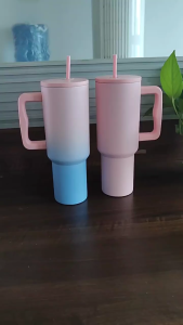 40oz Tumbler with Handle and Straw Lid Double Wall Vacuum Reusable Stainless Steel Insulated Water Bottle Travel Mug Cup  Modern Insulated Tumblers Cupholder Friendly