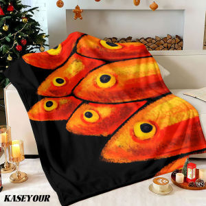 Beast Kingdom | Orange Fish School Art Winter Summer Flannel Blanket Throw Fleece Soft Fuzzy Plush Cozy Fleece Blankets for Sofa Ideal Gifts