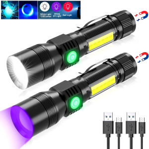 BALDR | UV Light & Strong Light Flashlight USB Rechargeable Camping Lantern Pets Urine Stains Black Light Led Ultraviolet Torch Lamp