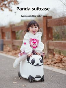 Panda Design Childrens Luggage Cartoon Animated Travel Suitcase with Pull Rod for Boys And Girls Baby Travel Companion Bag
