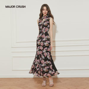 French Romantic Matte Flared Floral Retro Elegant Dress