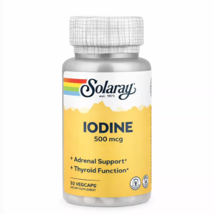 Solaray Iodine Supplement 500mcg 30 VegCaps – Thyroid & Metabolism Support Vegan Lab Verified Mineral Supplement