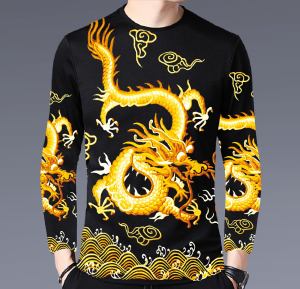 Mùa Thu Mùa Đông Áo Thun Nam Cổ Tròn Dài Tay Màu Đỏ Áo Nỉ Áo Sweatshirt Áo Khoác Ngoài Năm Cung Hoàng Đạo Trung Quốc Thoải Mái Thời Trang Trẻ Trung Polyester Spandex
