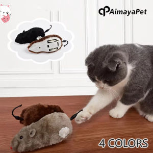 AIMAYAPET Teasing Cat Toys Clockwork Little Mouse Squeaky Rat Toys Plush Chain Simulation Little Mouse Jumping