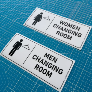 Men Women Changing Room. Premium Sticker Sign Notice Signage. Male Female Dressing Fitting Room.