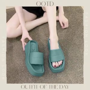 QDshop ลดกระหน่ำ รองเท้าส้นหนา รองเท้าแตะหญิง ใส่สบาย เสริมบุคลิก ความงามดี