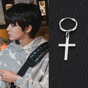 Goddess Coming Huang Yinye Same Cross Earrings Simple Personality Men Ear Clip Trendy Girls Non-Piercing Ear Clip