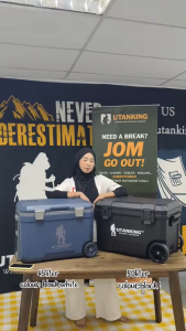 UtanKing™ 50L/45L Camping Cooler Box Wheel Trolley Large Ice Box Fishing Food Storage Kotak Ais Batu