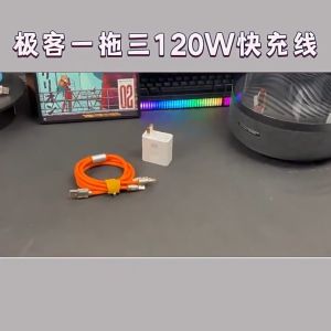 Kabel Charger Type C Micro USB Lightning 3 in 1 Fast Charging 120W 6A LED Aman Bisa Berbagai Perangkat