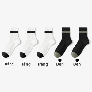 Tất MiiOW nam làm bằng vải cotton dài đến bắp chân thấm hút mồ hôi