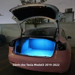 Tesla Model 3 Trunk Trim Dải Đèn LED 2019-2022 Trắng Xanh Phụ Kiện Ô Tô Khí Quyển Đèn 12V 15W Đèn Trang Trí