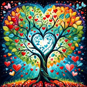 HUACAN Diamond Painting Kits Tree Landscape Diamond Art Mosaic Heart Love Painting 5D Picture Rhinestones Home Art Craft