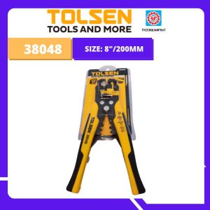 Kềm điện đa năng Tolsen 38048 đầu hợp kim Cr12MoV HRC52-60° bề mặt hoàn thiện đen nhiều chức năng tước cắt uốn bấm đầu cos