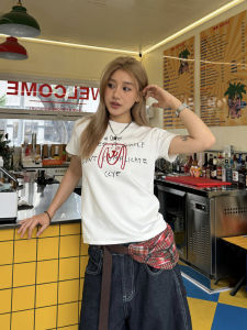 Chuanchuan American Original High Street Shoulder Straight-leg Short Sleeve T-shirt Female Street Summer New Arrival Daily Tops Trendy