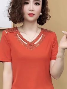 QIAOXIZI | Design V-Neck Loose T-Shirt for Plus Size Women