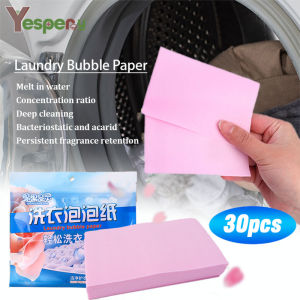 YESPERY 30Pcs/Bag Dissolvable Laundry Tablets Deep Cleaning Laundry Bubble Paper Bacteriostatic and Acarid Portable Travel Clothing Cleaning Sheets