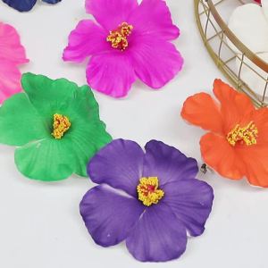 5/10 Cái 9.5Cm Bohemia Hoa Dâm Bụt Lụa Kẹp Tóc Cho Bãi Biển Tiệc Cưới Cô Dâu Trang Trí Tóc Barrette Kẹp Tóc