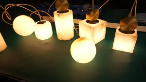 Modern Italian Minimalist Brass Marble Pendant Light