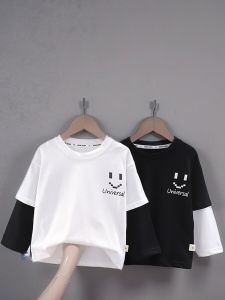 Baby Round Neck T-Shirt: Cotton Sweat Absorbent Inner Wear Children Spring Autumn Cartoon Print Boys Girls Kids Base Shirt