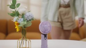 TOPK 5000mAhPortable Fan USB Rechargeable Hand Held FanSmall Pocket Fan 3 Speeds with Lanyard &BaseUSB Desk Fan Foldable