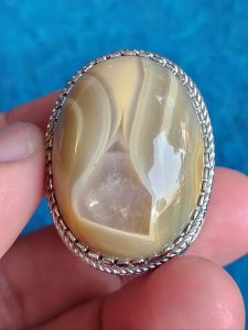 CINCIN BATU AKIK YAMAN MOTIF KANTONG SEMAR NATURAL JUMBO