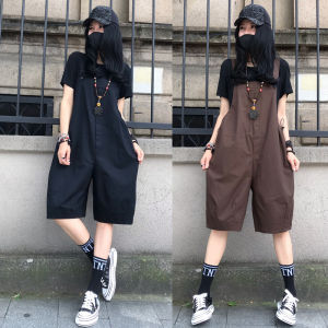 Summer 2025 Womens Casual Thin Strap Pants Short Shorts Loose Wide Leg Five-Quarter Onesie Street Style High Waist Other Material
