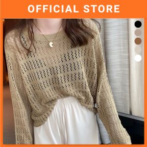 Women Long Sleeve Sweater Round Neck Loose Fit Korean Blouse Baju Lengan Panjang Perempuan 女生长袖宽松上衣