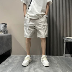 American Style Casual Mens Summer New Loose Straight Leg Five-Quarter Shorts Quick Dry Fashionable Versatile Lightweight Breathable Polyester