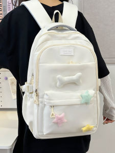 Dopamine Black Backpack Large Capacity Reduction of Burden Spine Protection for Female High School Students Pure Color Bag