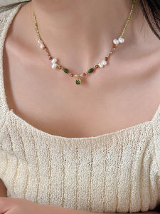 Fashionable Versatile Natural Pearl Crystal Beaded Necklace Womens 2025 New Lightweight Luxury Sensation Clavicle Chain