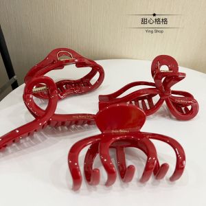 Elegant Red Hair Clip & Large Size Hair Accessories: Golden Label Hair Pins & Fashionable Hair Grips for New Year