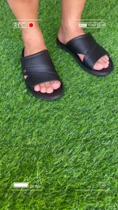 Dép Nam Trường Hải Da Bò Quai Ngang Đen Nâu Đế Cao 3cm Phong Cách Thường Ngày