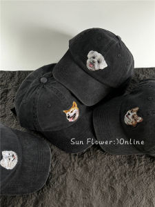หมวกเบสบอลทรงกลมพับได้สไตล์นักบล็อกดีไซน์ลายสุนัขสีดำ ทรงหนา ทรงอเนกประสงค์ ฤดูใบไม้ผลิ ฤดูร้อน ฤดูใบไม้ร่วง ฤดูหนาว