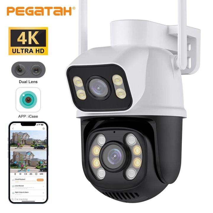 Pegatah 8mp 4k Ptz Wifi Camera Dual Lens Dual Screen Ai Human Detect 