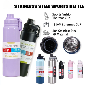 800ML Vacuum Insulated Bottle 304 Stainless Steel Thermos Bottle Portable Sport Water Bottle Flask