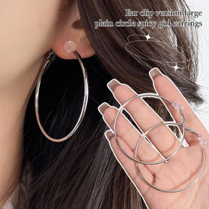 New Stainless Steel Exaggerated Hoop Ear Loop Fashion Small Big Circle Women Ear Hoop Earrings Smooth Round Earring Party Jewelry