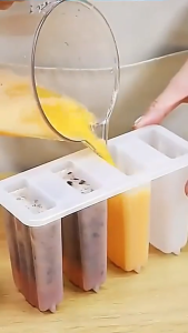 4-Cell Ice Cream Popsicle Mold DIY DIY Handmade Ice Cream Mold With Lid Summer Children Ice-lolly Mold Ice Tray Kitchen Gadgets Utensils