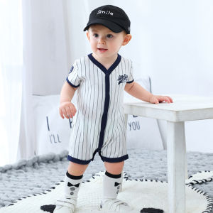 INS Baby Short Sleeved Romper British Newborn Summer Clothes Boneless Onesie Hundred Days Jumpsuit Jumpsuit
