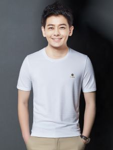 ROMON | Lomond Mens Short Sleeve T-Shirt Summer Thin Loose Casual Ice Silk Breathable Round Neck Trendy Pure White Top Youth Fashion