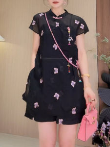 Shalldoer | New Chinese Style Embroidered Shirt Shorts Set Womens Fashion Design Sensation Small Trendy Two Piece Suit Summer Collection