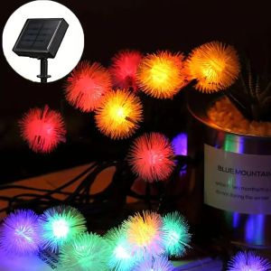 5/6.5/7/12M Solar Dandelion String  Light Solar Ball Light String 8 Modes Waterproof Outdoor Lighting For Home Garden Decoration